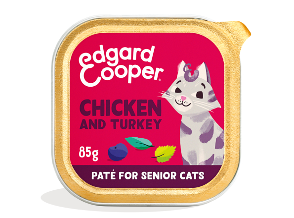 Edgard & Cooper kattenvoer Senior Kip & Kalkoen Paté 85 gr